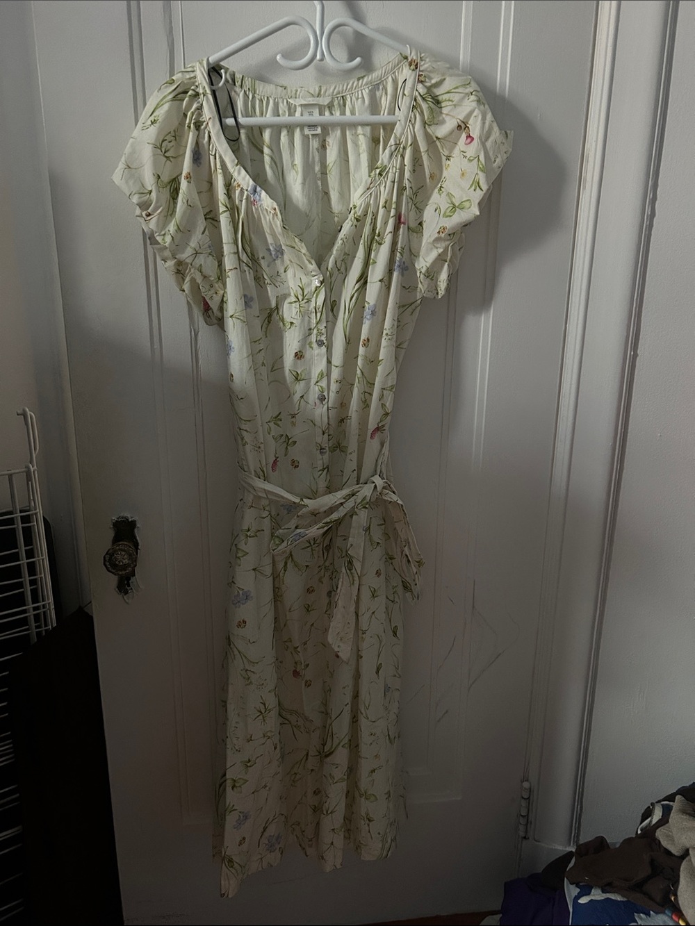 Floral Midi Dress in Cream